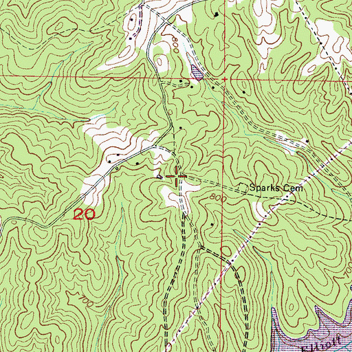 Topographic Map of Cedar Creek School (historical), AL