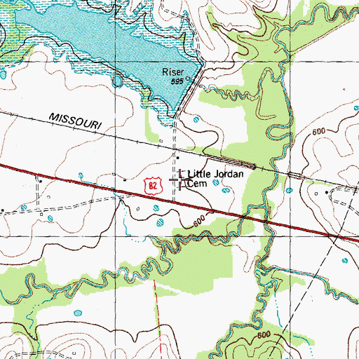 Topographic Map of Little Jordan Cemetery, TX