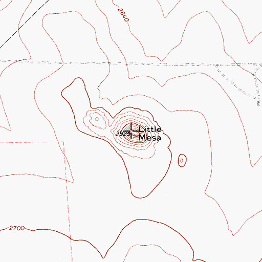 Topographic Map of Little Mesa, TX