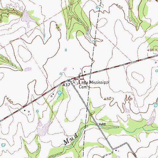 Topographic Map of Little Mississippi Cemetery, TX