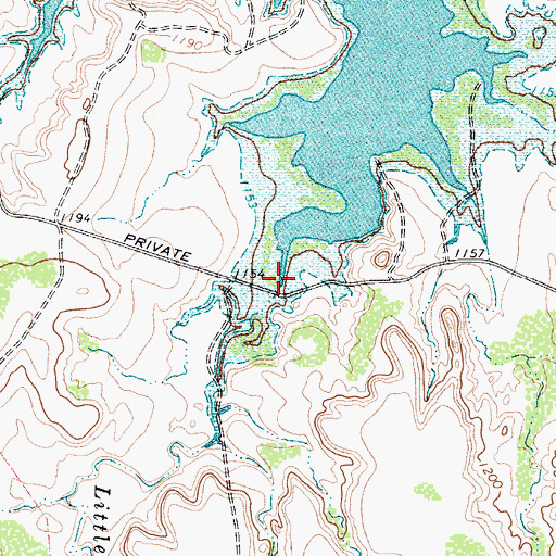 Topographic Map of Little Moonshine Creek, TX