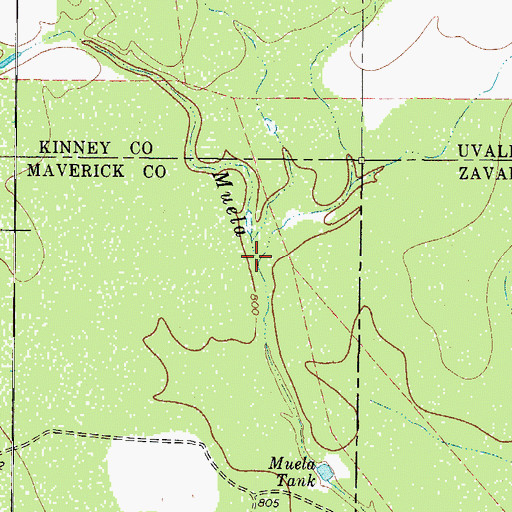 Topographic Map of Little Muela Creek, TX