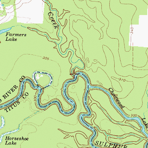 Topographic Map of Little Mustang Creek, TX
