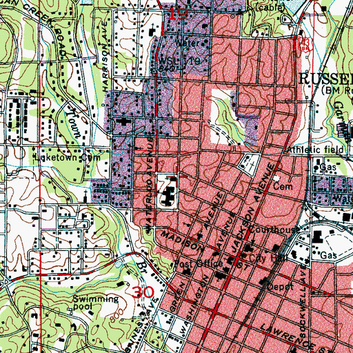 Topographic Map of College Avenue First Baptist Church, AL