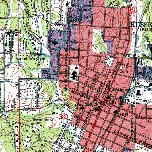Topographic Map of College Avenue School, AL