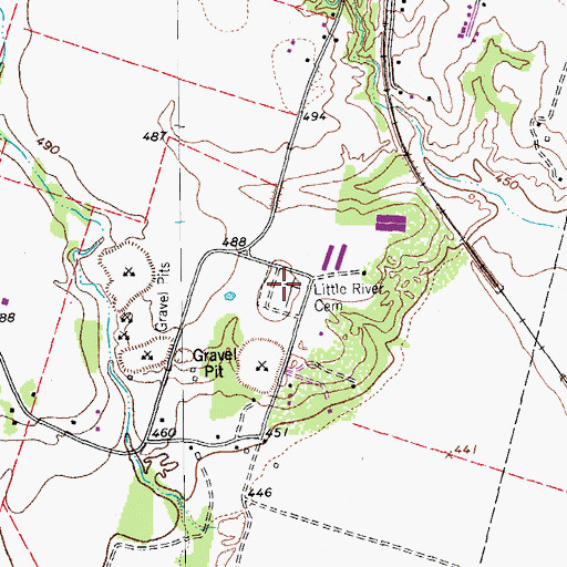 Topographic Map of Little River Cemetery, TX
