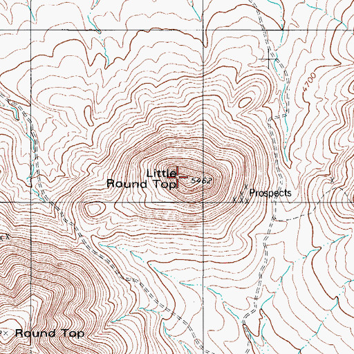 Topographic Map of Little Round Top, TX