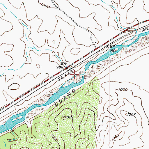 Topographic Map of Little Sandy Creek, TX