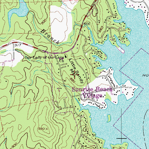 Topographic Map of Little Sandy Mountain, TX