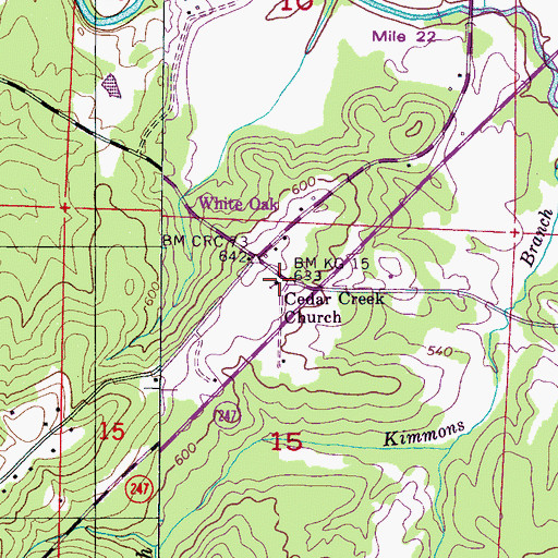 Topographic Map of Cedar Creek Cemetery, AL