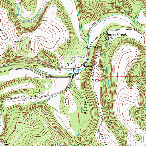 Topographic Map of Little Shephard Creek, TX