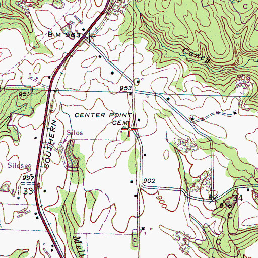 Topographic Map of Center Point School (historical), AL