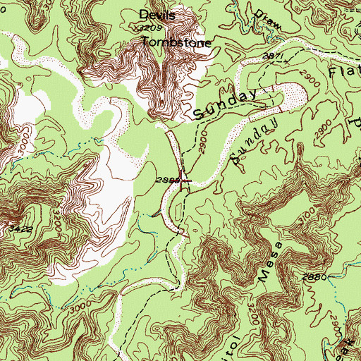 Topographic Map of Little Sunday Creek, TX