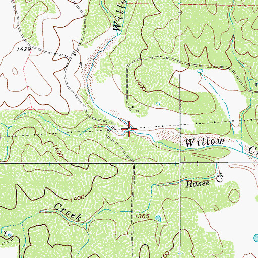 Topographic Map of Little Willow Creek, TX