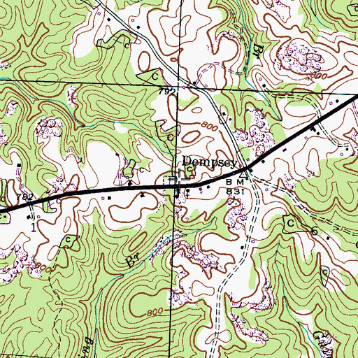 Topographic Map of Dempsey Cemetery, AL