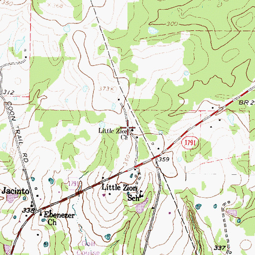 Topographic Map of Little Zion Church, TX