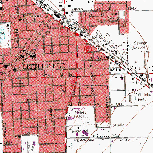 Topographic Map of Littlefield, TX