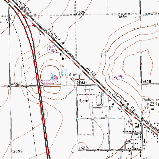 Topographic Map of Littlefield Cemetery, TX