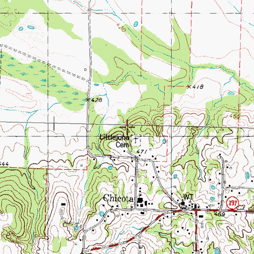 Topographic Map of Littlejohn Cemetery, TX