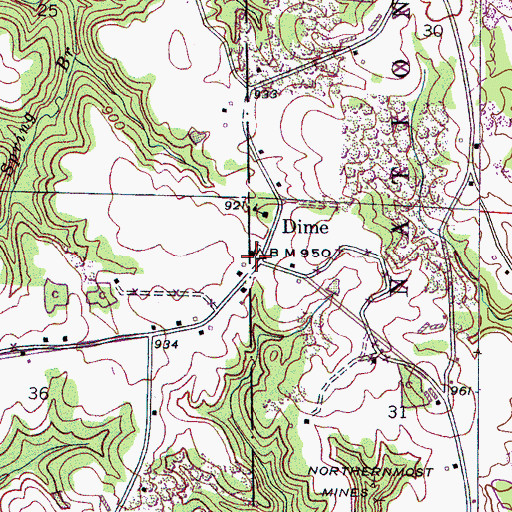 Topographic Map of Dime Methodist Church, AL