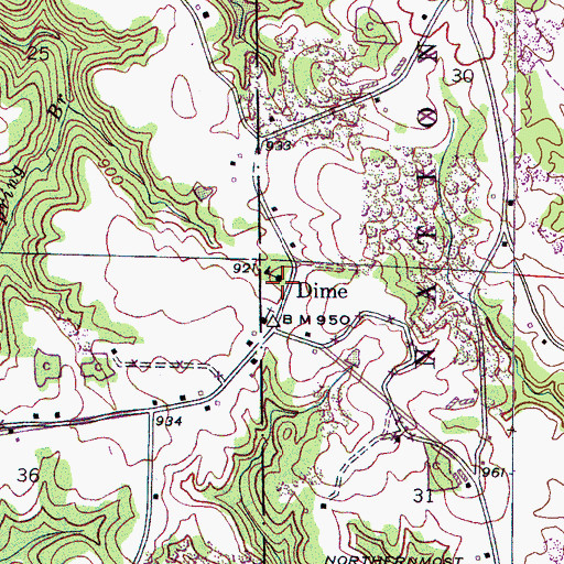 Topographic Map of Dime School (historical), AL