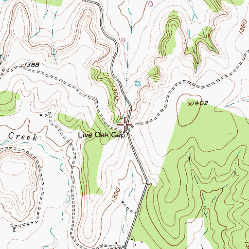 Topographic Map of Live Oak Gap, TX