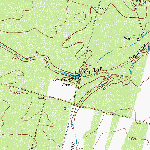 Topographic Map of Live Oak Tank, TX