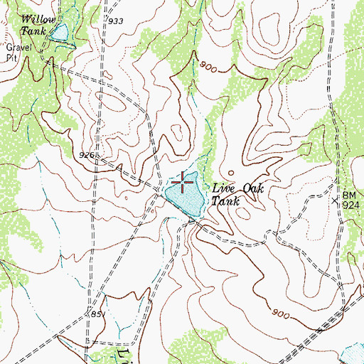 Topographic Map of Live Oak Tank, TX