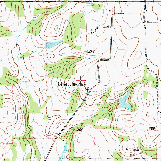 Topographic Map of Livelyville Church, TX