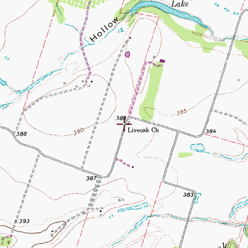 Topographic Map of Liveoak Church, TX