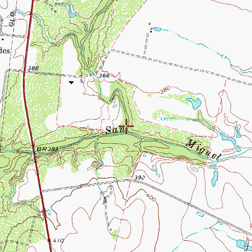 Topographic Map of Liveoak Creek, TX