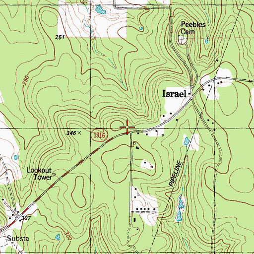 Topographic Map of Livingston Lookout, TX