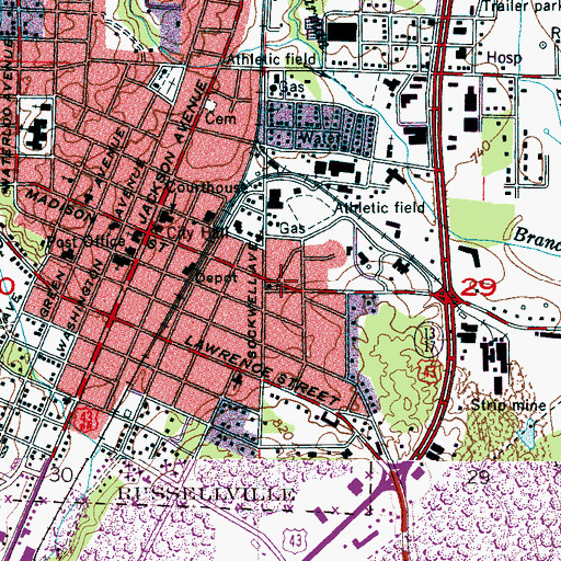 Topographic Map of East Side Missionary Baptist Church, AL