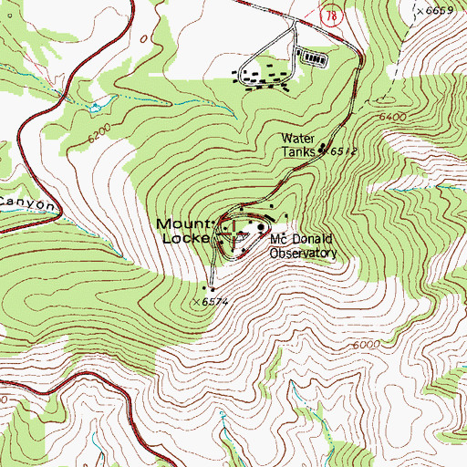 Topographic Map of Mount Locke, TX