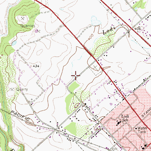 Topographic Map of Lodi Branch, TX
