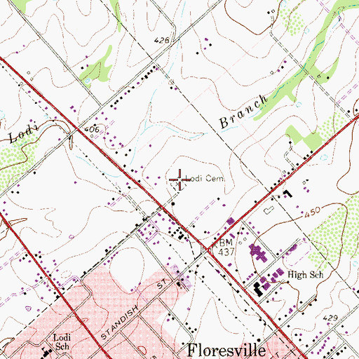 Topographic Map of Lodi Cemetery, TX