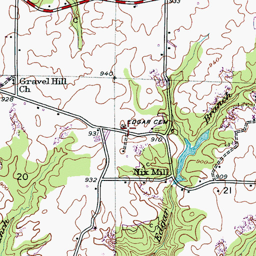 Topographic Map of Edgar Chapel, AL