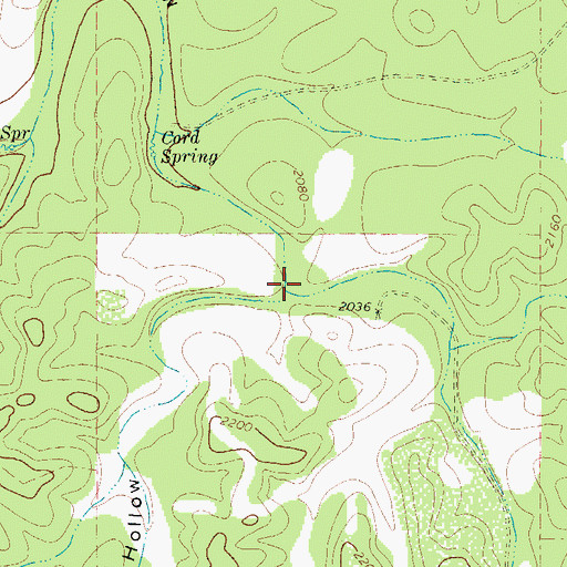 Topographic Map of Log Hollow, TX