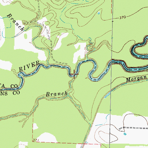 Topographic Map of Logston Branch, TX