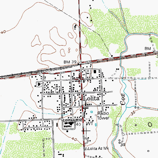 Topographic Map of Lolita, TX