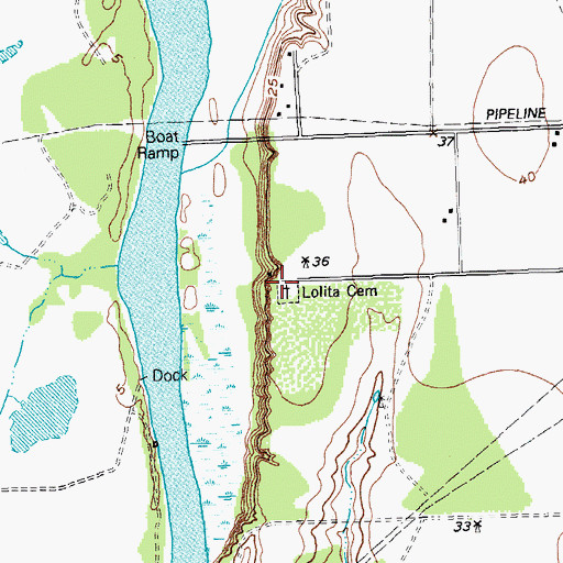 Topographic Map of Lolita Cemetery, TX
