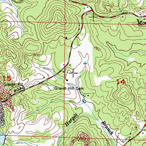 Topographic Map of Evening Shade School (historical), AL