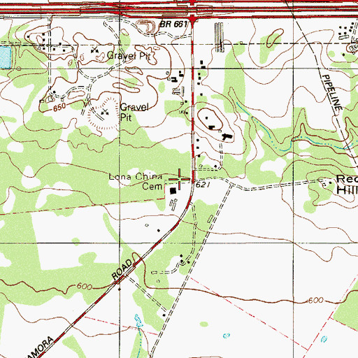 Topographic Map of Lona China Cemetery, TX