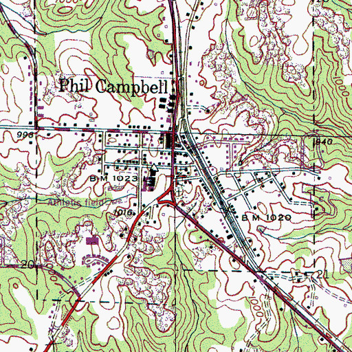 Topographic Map of First Baptist Church, AL