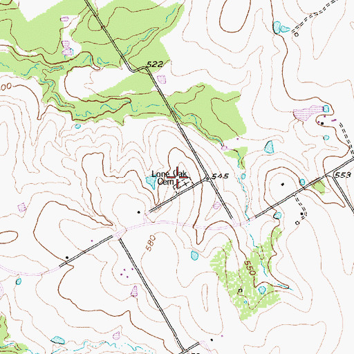 Topographic Map of Lone Oak Cemetery, TX