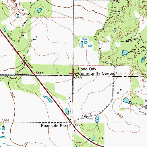 Topographic Map of Lone Oak Community Center, TX