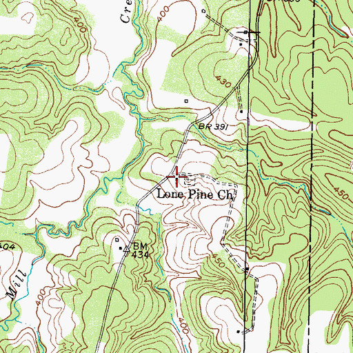 Topographic Map of Lone Pine Church, TX