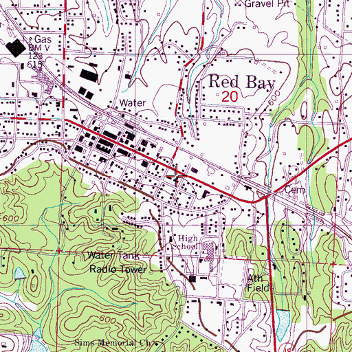 Topographic Map of First Baptist Church, AL