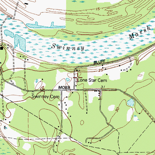 Topographic Map of Lone Star Cemetery, TX
