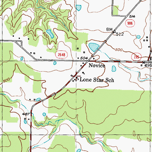Topographic Map of Lone Star School, TX